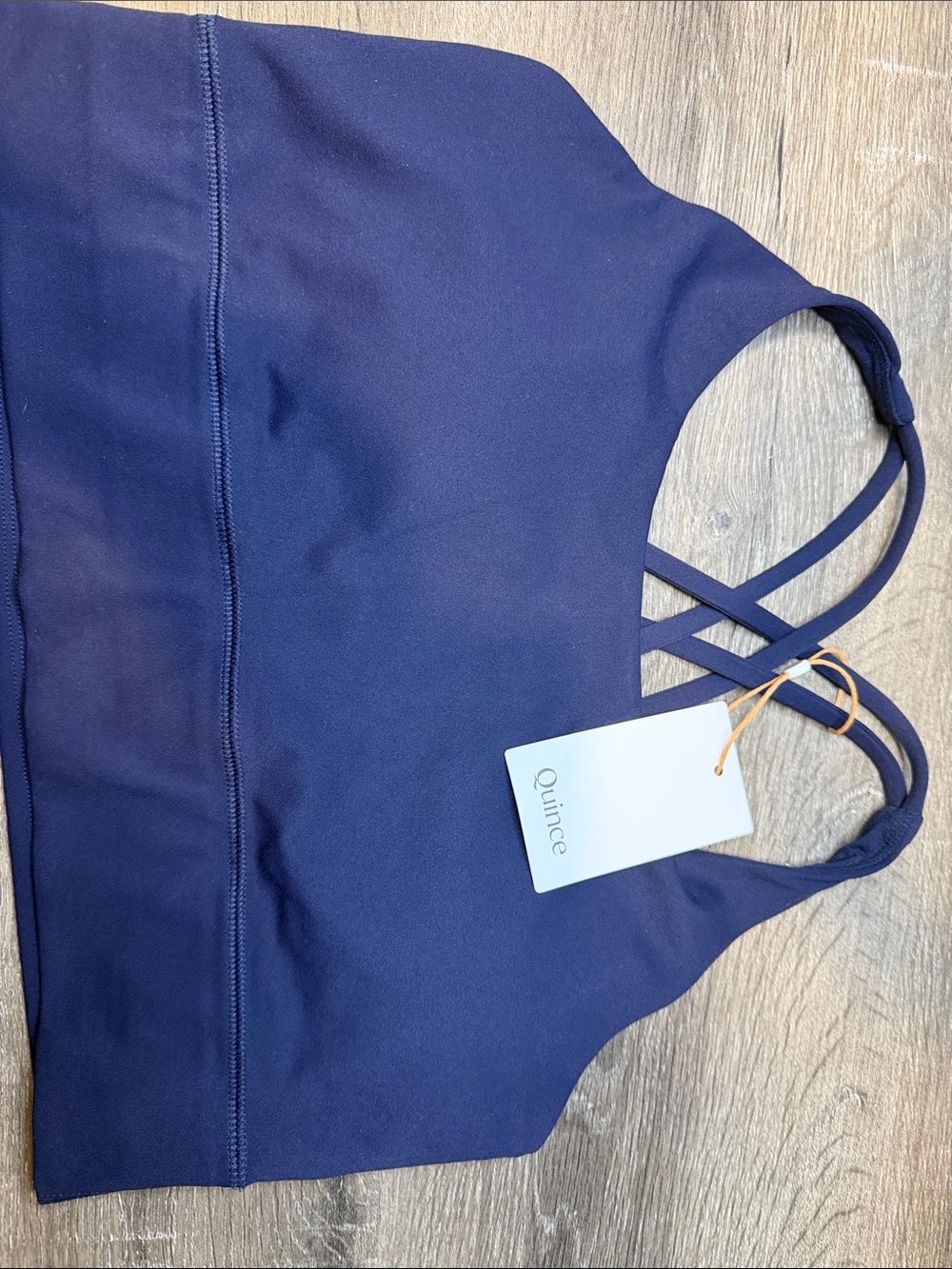 Quince Deep Navy Power-Up Long Line Strappy Sports Bra - Picture 3 of 5